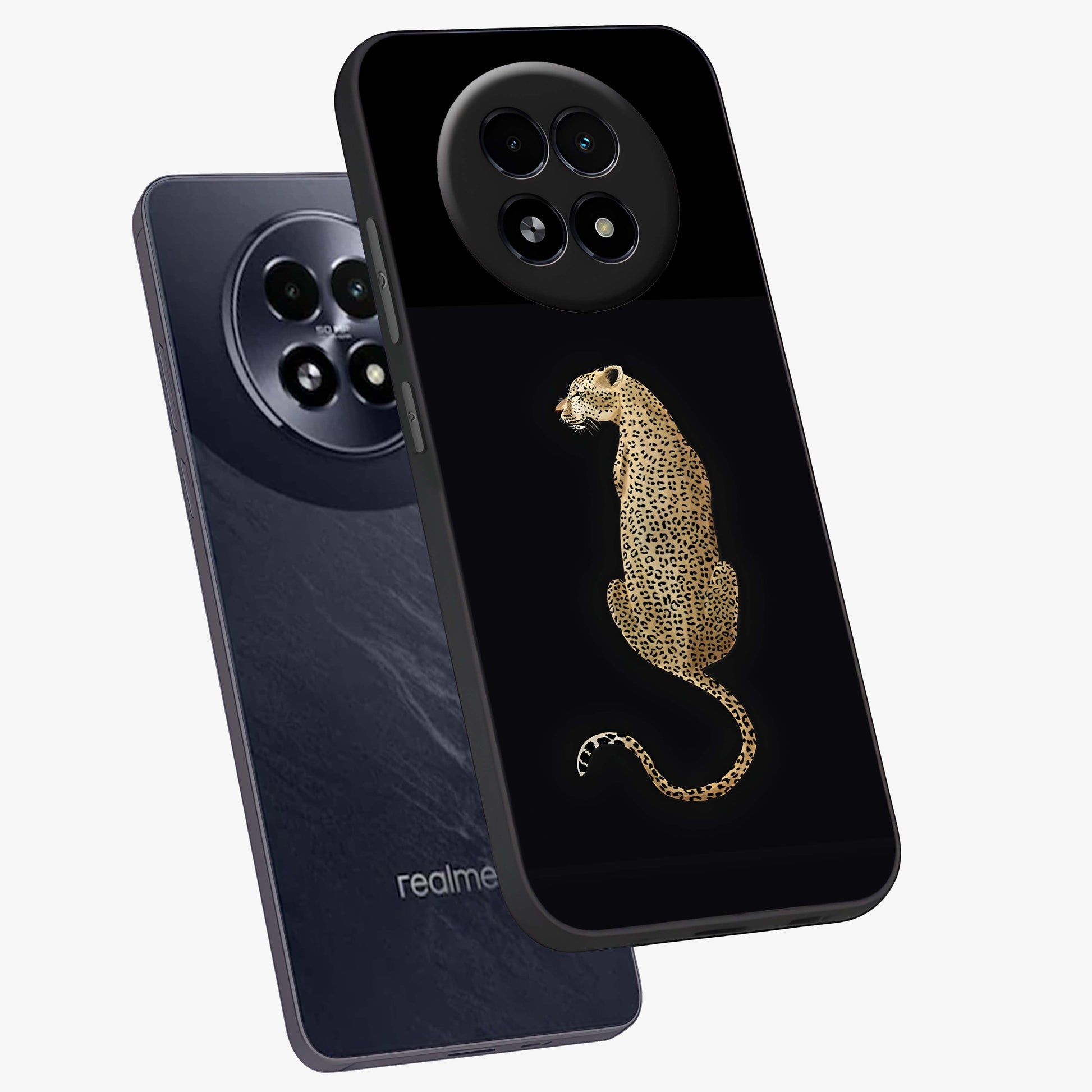 Regal Leopard Glass Case displayed in angled mockup highlighting powerful animal illustration with stylish wild aesthetic.