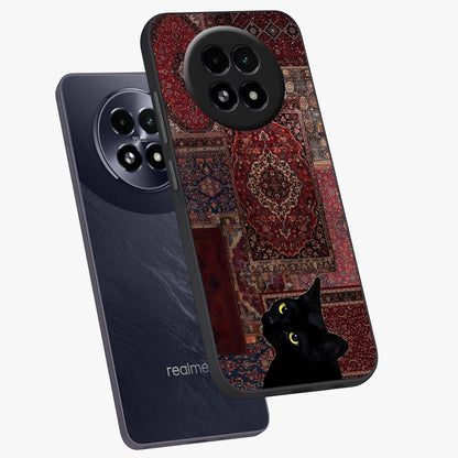Regal Magic Cat Apple Glass Case displayed in angled mockup highlighting whimsical feline design with fantasy aesthetic.