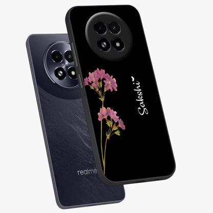 Riching Lavender Flower Custom Name Glass Case displayed in angled mockup highlighting delicate lavender flower design with custom name feature.
