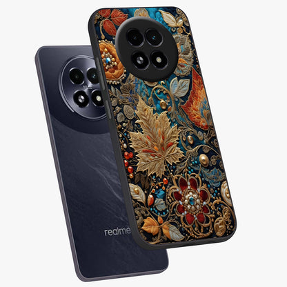Royal Jewel Garden Glass Case displayed in angled mockup highlighting vibrant jewel inspired floral design with elegant aesthetic.