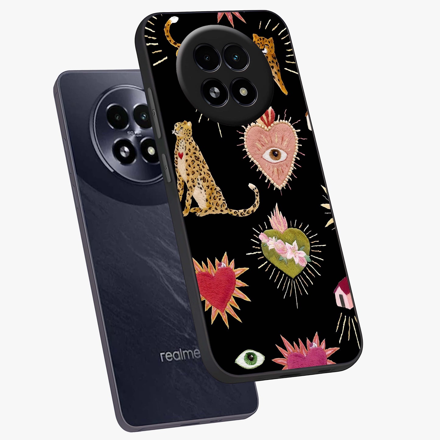 Sacred Jungle Heart Glass Case displayed in angled mockup highlighting lush tropical design with natural aesthetic style.