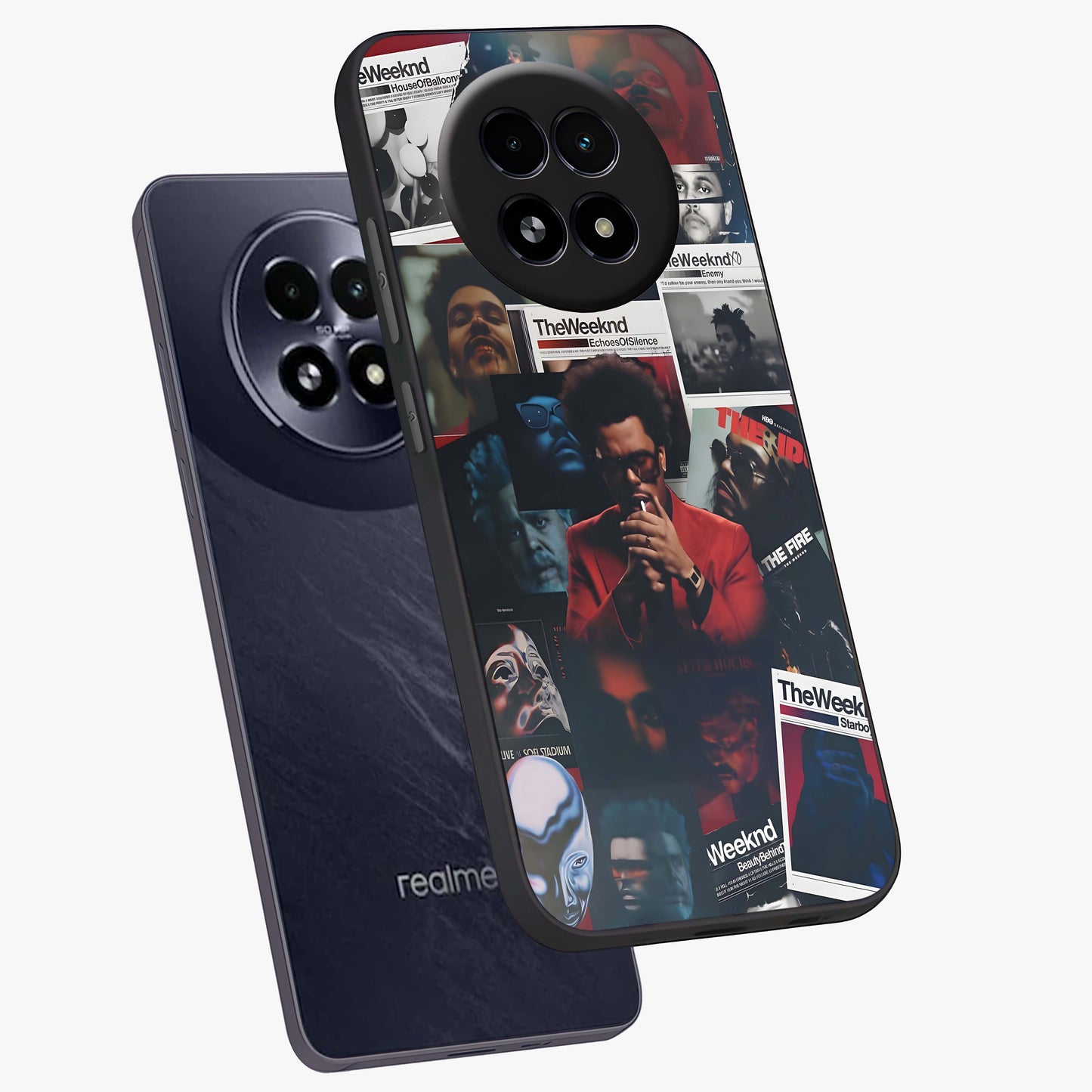 The Weeknd Glass Case displayed in angled mockup highlighting stylish pop culture inspired design with modern aesthetic.