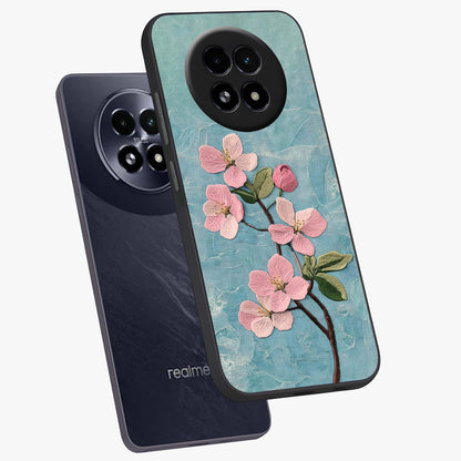 Threaded Blossom Breeze Glass Case displayed in angled mockup highlighting elegant floral design with soft aesthetic style.