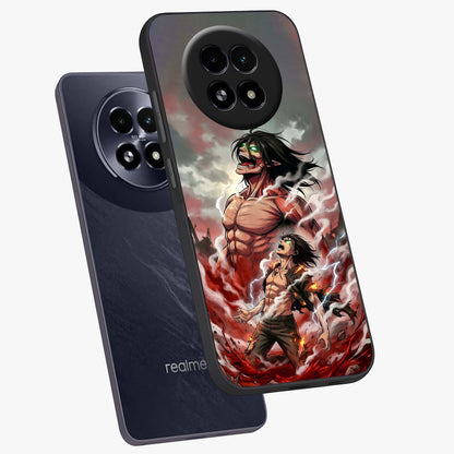 Titan Awakening Fury Glass Case displayed in angled mockup highlighting dramatic giant warrior design with bold anime aesthetic.