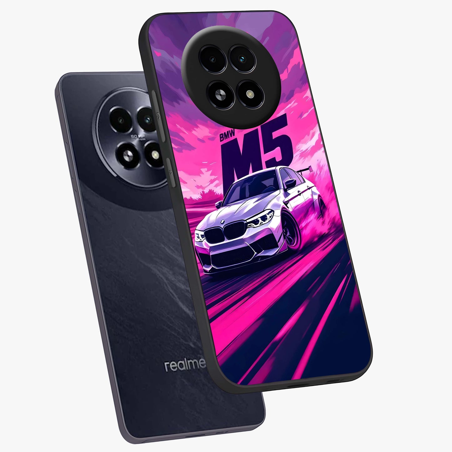 Velocity Drift Pulse Glass Case displayed in angled mockup highlighting dynamic drift design with sporty automotive aesthetic.