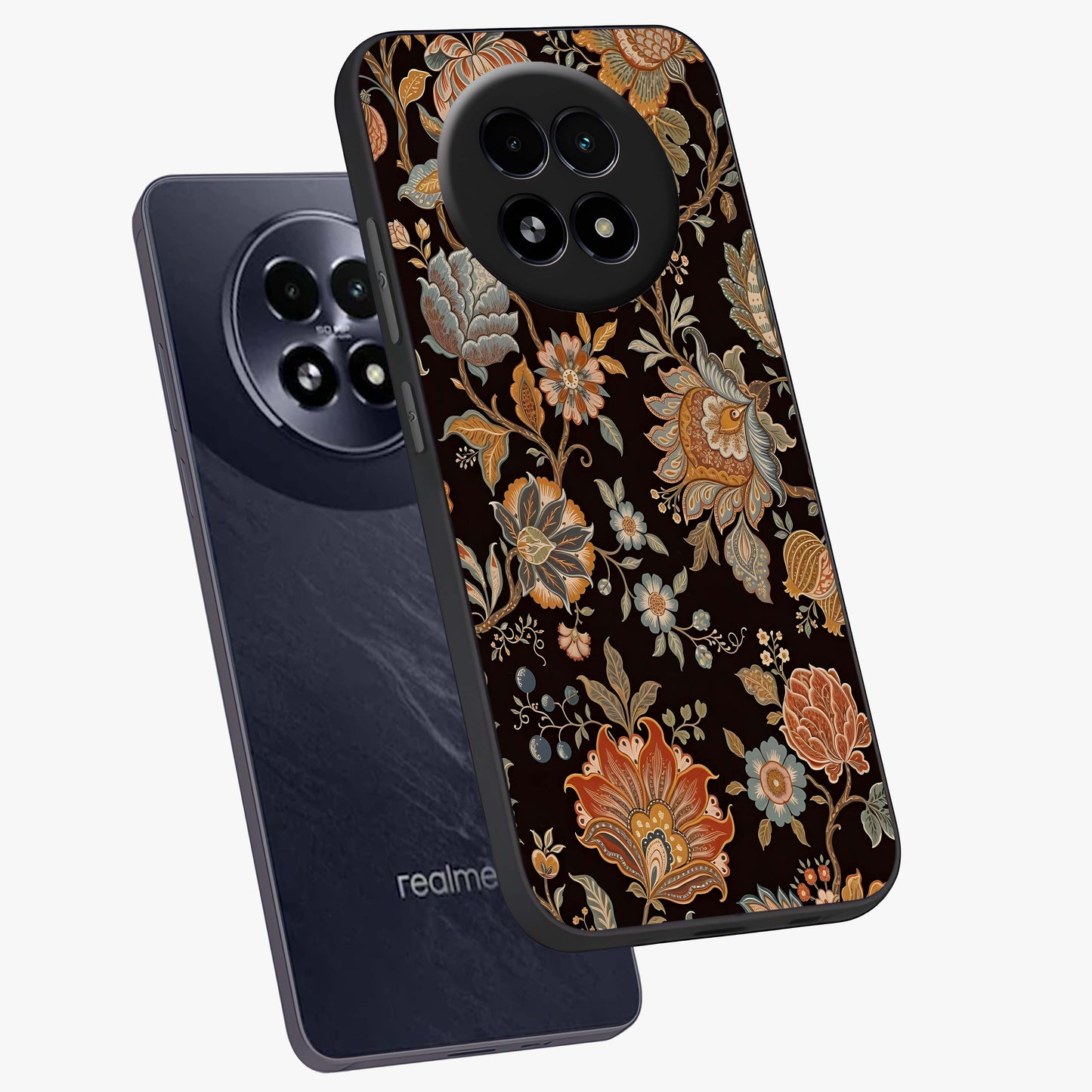 Vintage Floral Dream Glass Case displayed in angled mockup highlighting elegant vintage flower design with soft aesthetic style.