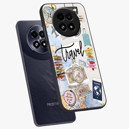 Wanderlust Journal Glass Case displayed in angled mockup highlighting adventure themed design with aesthetic travel vibe.