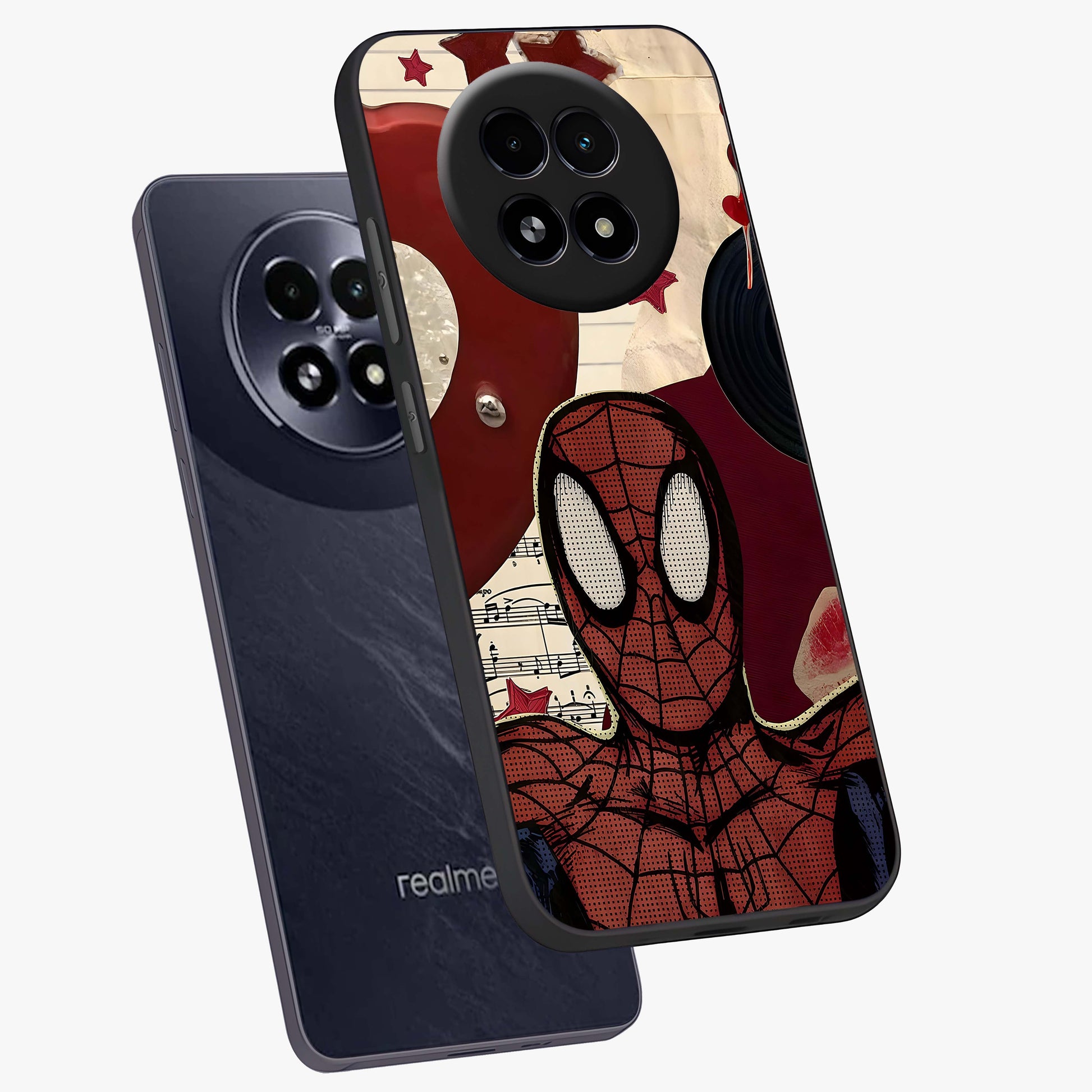 Web Warrior Vibes Glass Case displayed in angled mockup highlighting dynamic web design with comic style aesthetic.