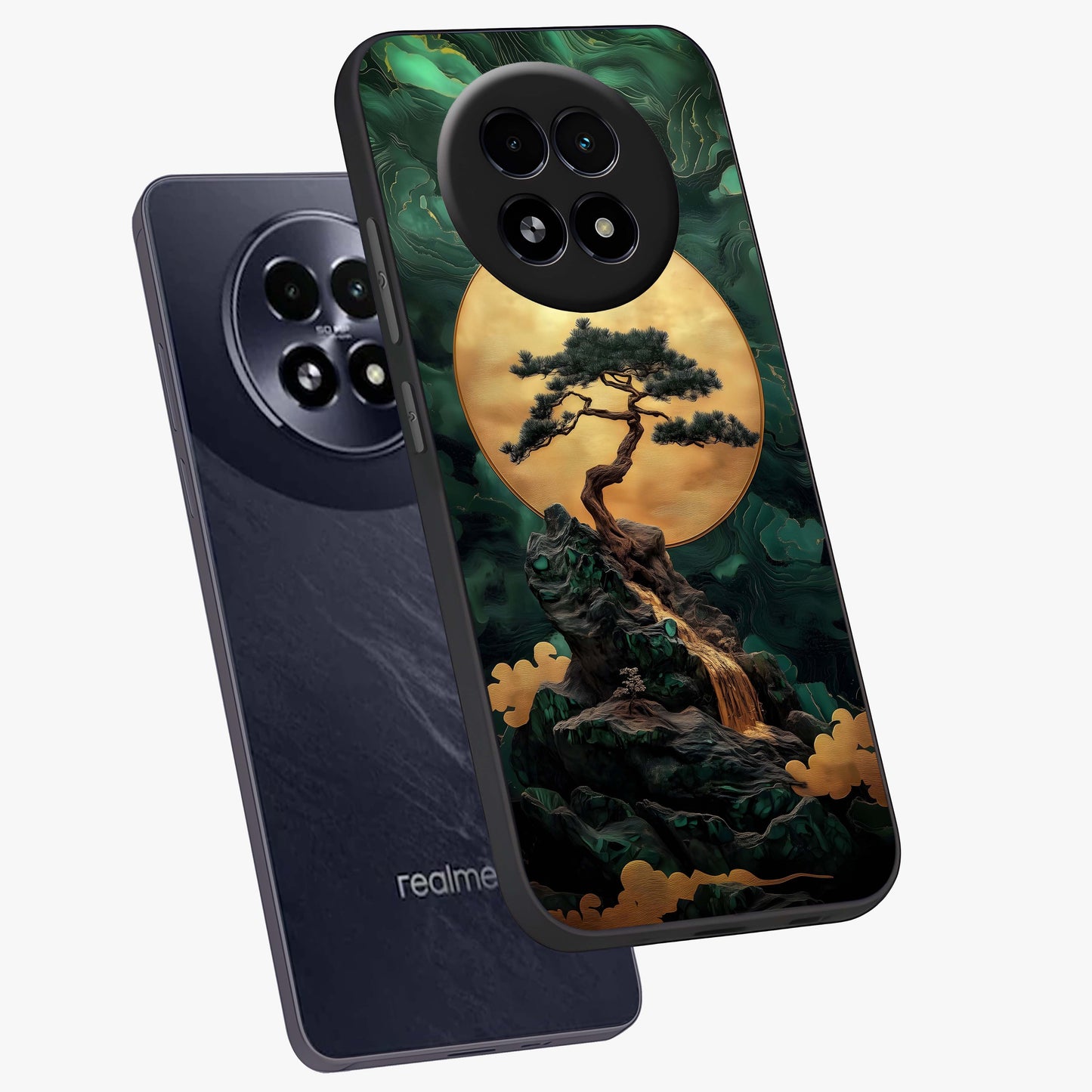 Zen Moon Rise Glass Case displayed in angled mockup highlighting peaceful lunar design with zen aesthetic style.