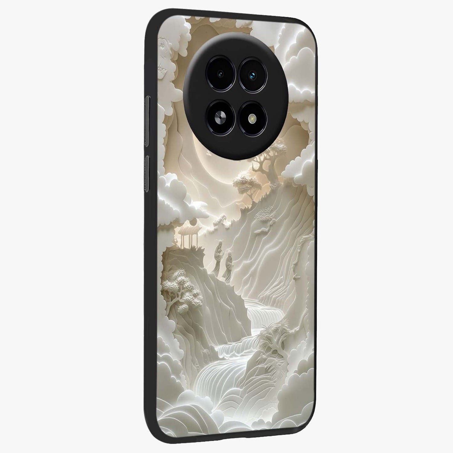 Celestial Origami Glass Case upright view showcasing creative origami artwork with modern celestial style.