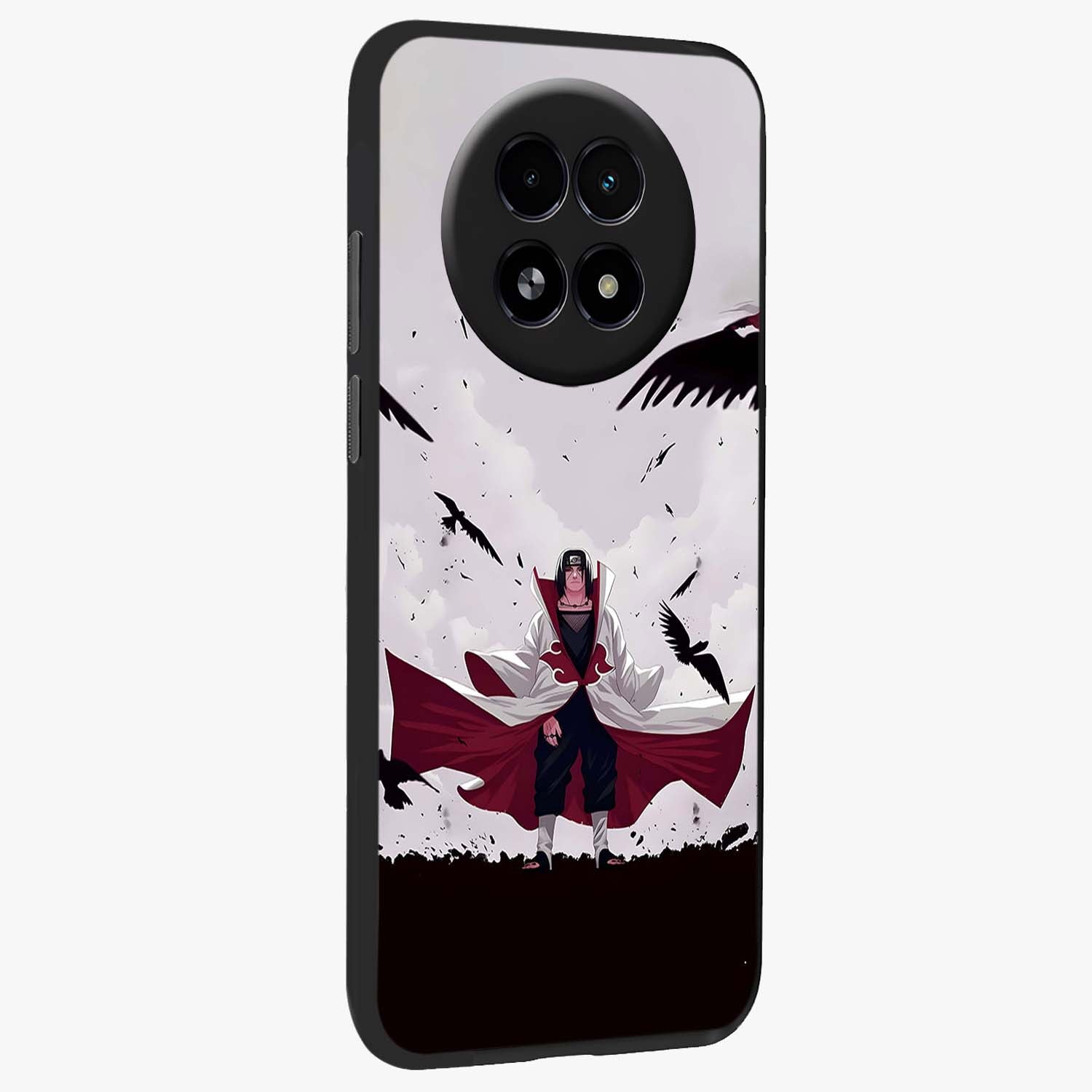 Crimson Crow Ascension Glass Case upright view showcasing dramatic crow artwork with bold gothic theme.