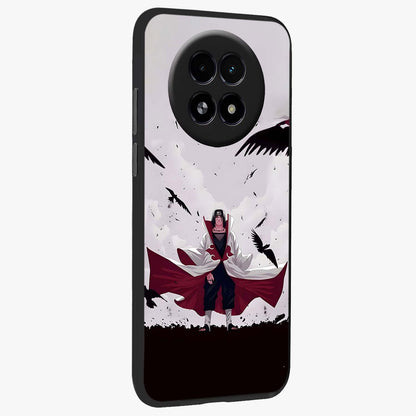 Crimson Crow Ascension Glass Case upright view showcasing dramatic crow artwork with bold gothic theme.