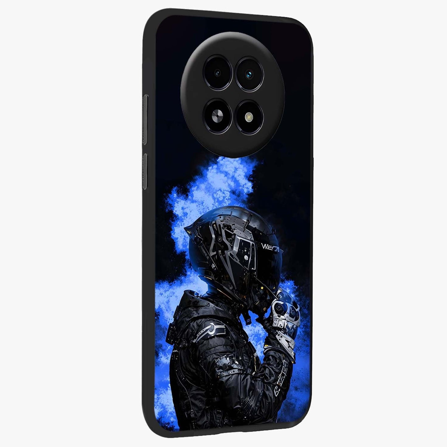 Cyber Sentinel Protocol Glass Case upright view showcasing advanced cyber sentinel artwork with futuristic tech theme.