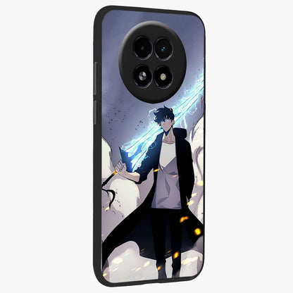 Dark Lightning Anime Warrior Glass Case upright view showcasing dramatic warrior artwork with dark lightning aesthetic.