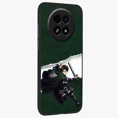 Emerald War Vanguard Glass Case upright view showcasing dramatic warrior artwork with bold fantasy theme.