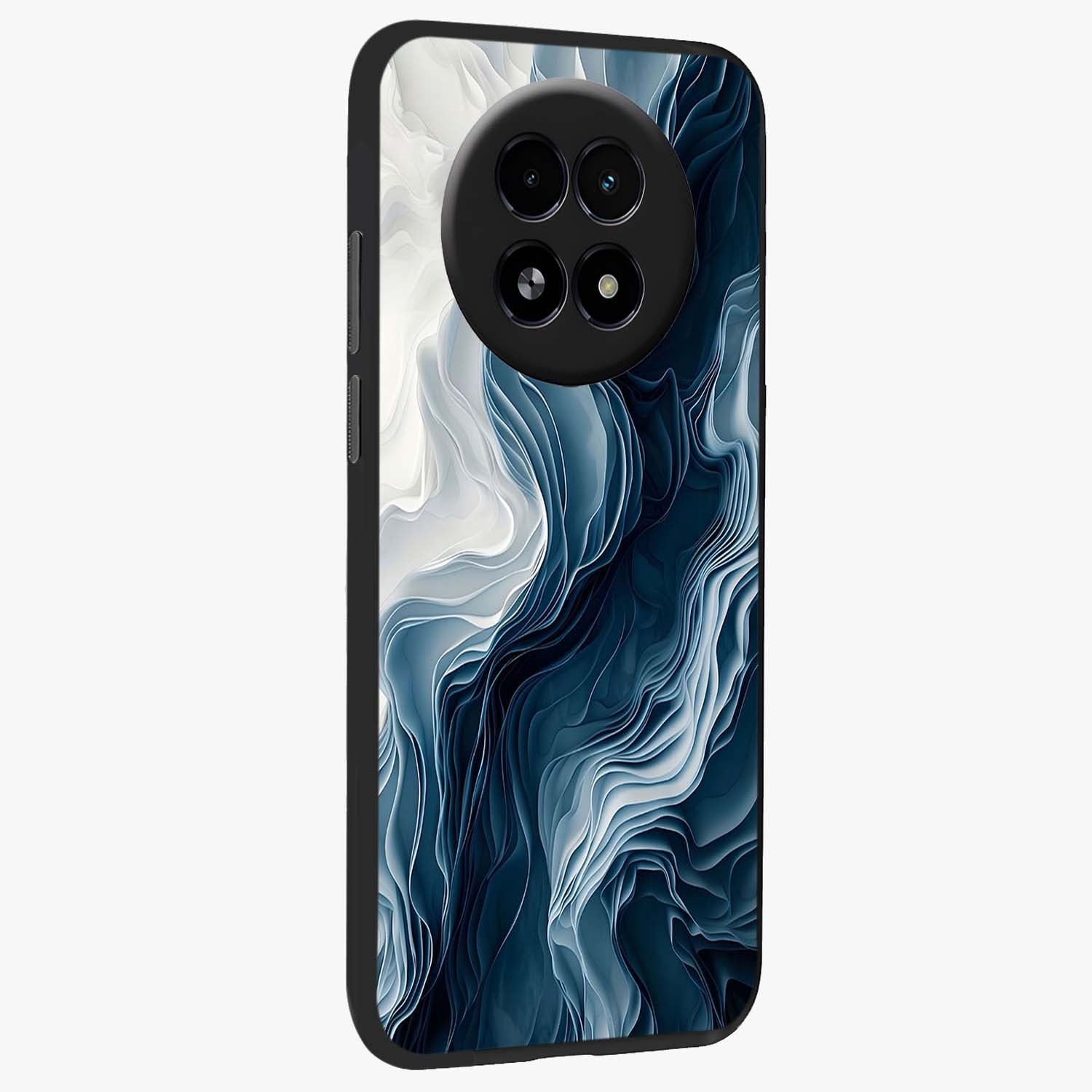 Ethereal Paper Marble Glass Case upright view showcasing smooth marble artwork with refined minimalist theme.