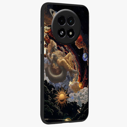 Galactic Divine God Glass Case upright view showcasing mystical divine artwork with dramatic cosmic theme.