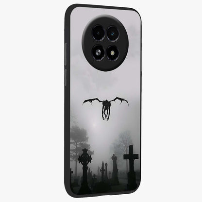 Graveyard Shadow Descent Glass Case upright view showcasing haunting graveyard artwork with dramatic dark theme.