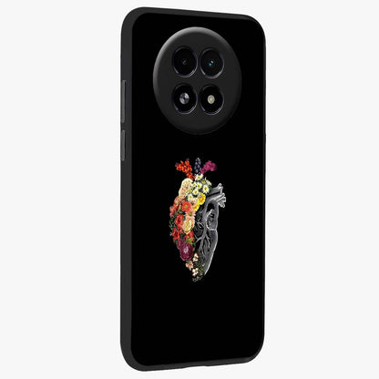 Heart With Flowers Glass Case upright view showcasing decorative heart and floral artwork with sweet romantic theme.
