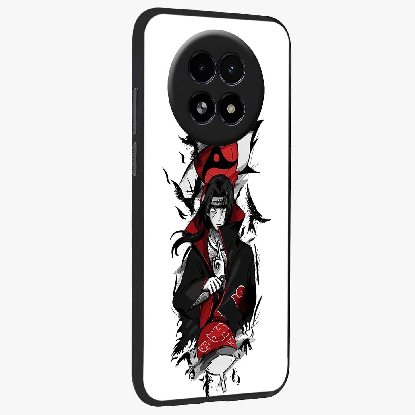 Itachi Limited Edition Naruto Anime Glass Case upright view showcasing intense anime artwork with powerful character theme.