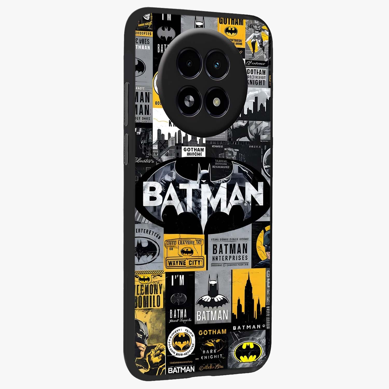 Knight Gotham Rise Glass Case upright view showcasing bold vigilante themed artwork with gothic city vibe.