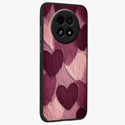 Layered Paper Hearts Glass Case upright view showcasing decorative layered heart artwork with sweet love theme.