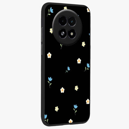 Minimal Petal Whispers Glass Case upright view showcasing elegant floral artwork with modern minimalist style.