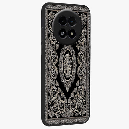 Noir Bloom Elegance Glass Case upright view showcasing graceful floral artwork with luxurious dark theme.