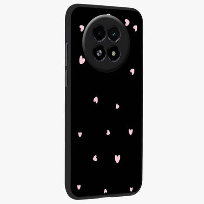 Pink Love Drops Glass Case upright view showcasing charming heart drop artwork with romantic playful theme.