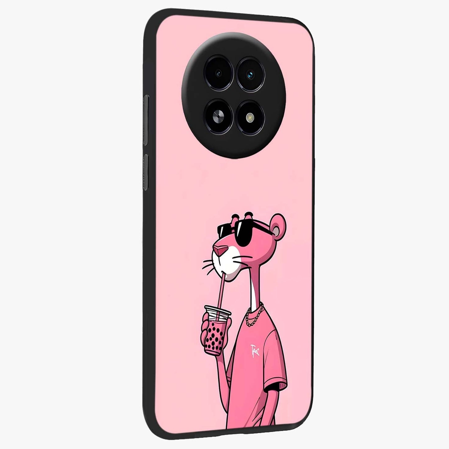 Pink Panther Glass Case upright view showcasing fun animated artwork with stylish retro cartoon theme.