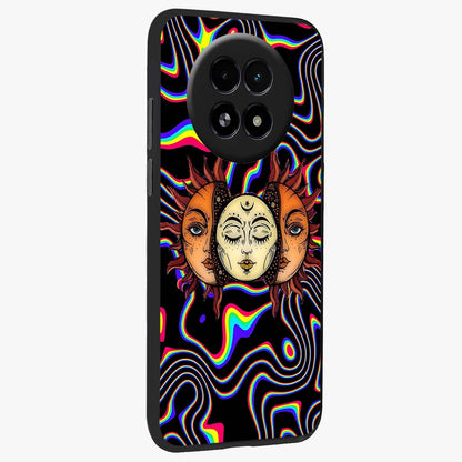 Psychedelic Sun Glass Case upright view showcasing trippy sun artwork with bold psychedelic theme.