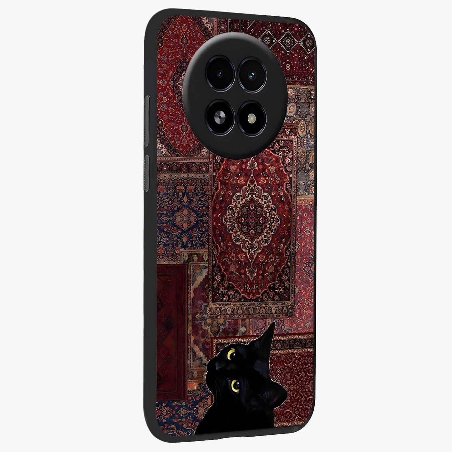 Regal Magic Cat Apple Glass Case upright view showcasing charming cat artwork with playful magical theme.