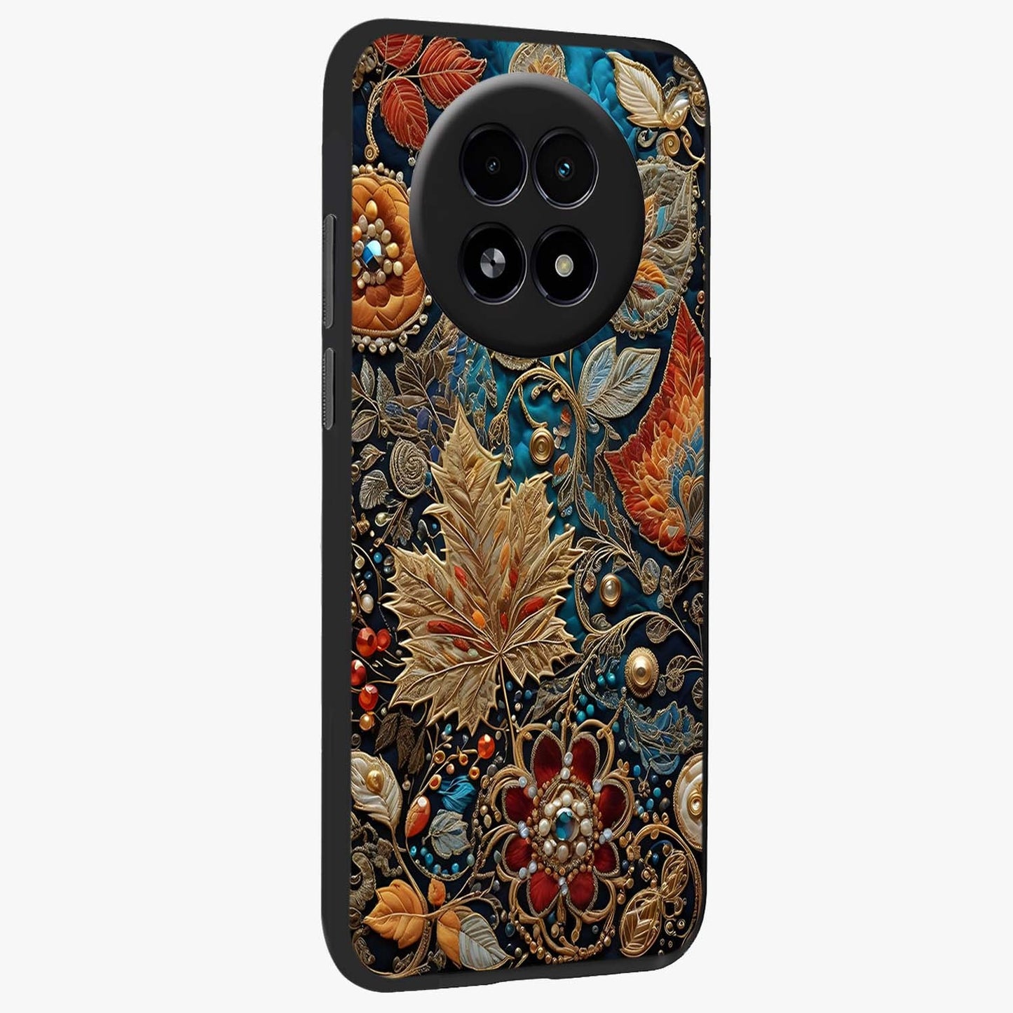 Royal Jewel Garden Glass Case upright view showcasing rich floral artwork with luxurious garden theme.