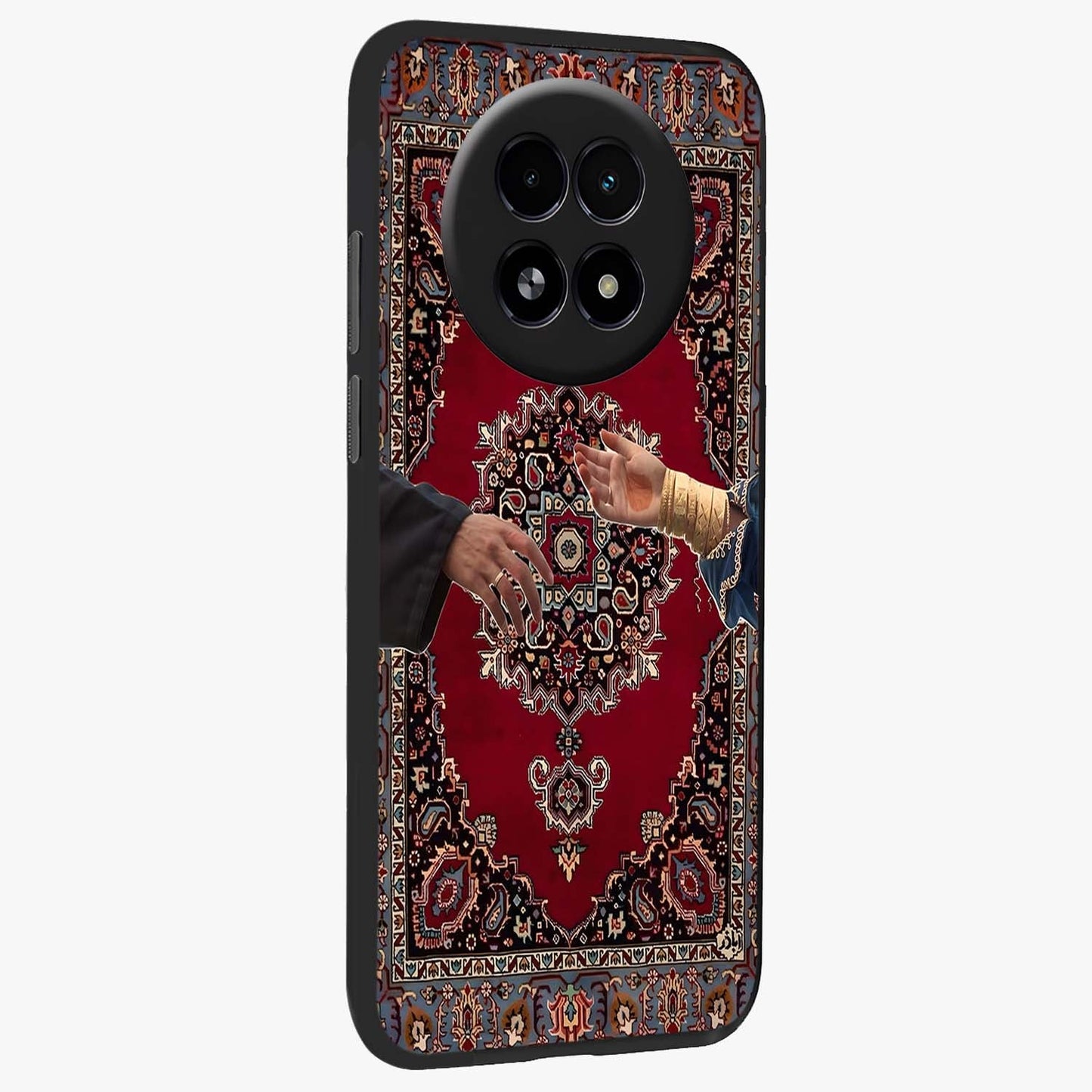 Royal Touch Reach Glass Case upright view showcasing stylish royal inspired artwork with graceful theme.
