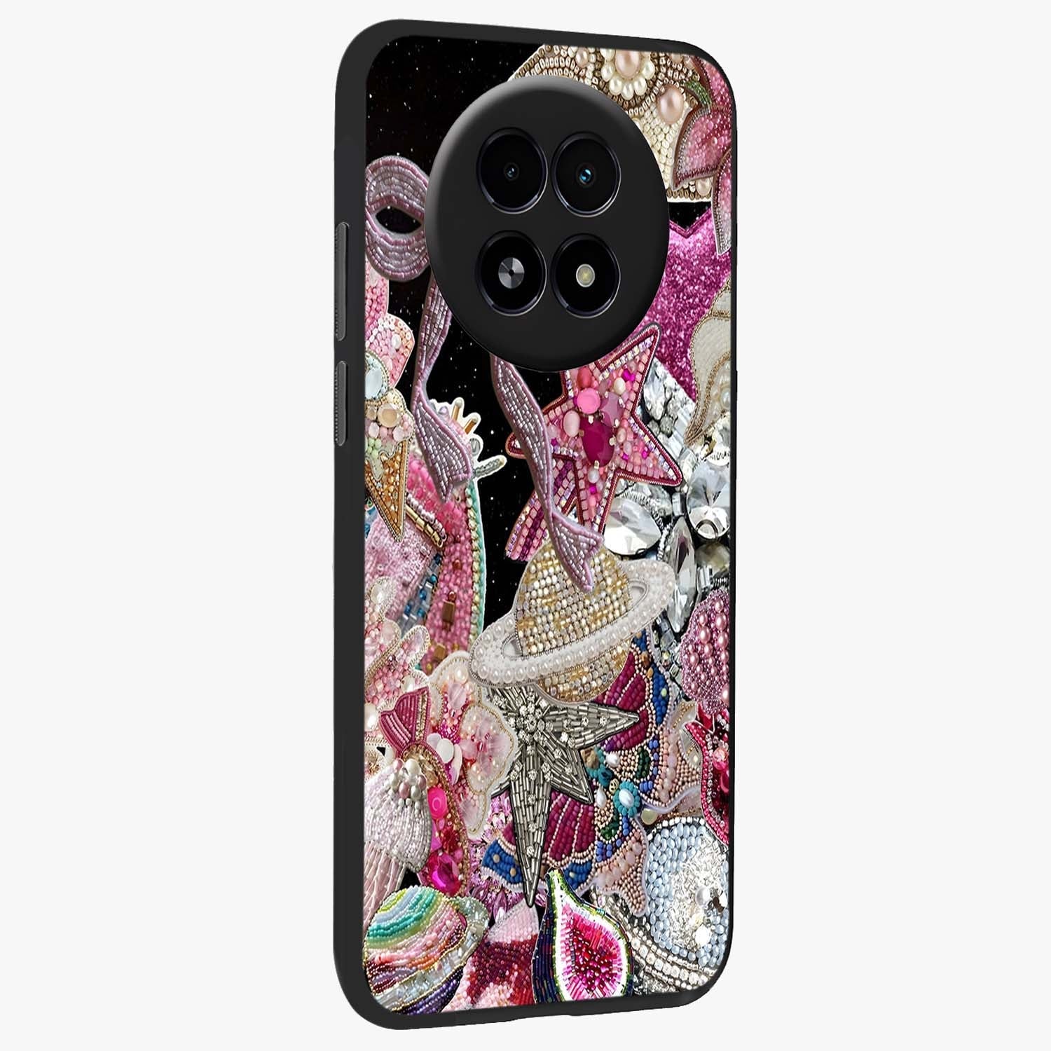 Starlit Jewel Dream Glass Case upright view showcasing radiant star inspired artwork with magical night theme.