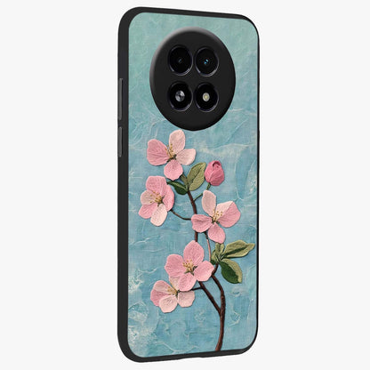Threaded Blossom Breeze Glass Case upright view showcasing graceful flower artwork with calm botanical theme.