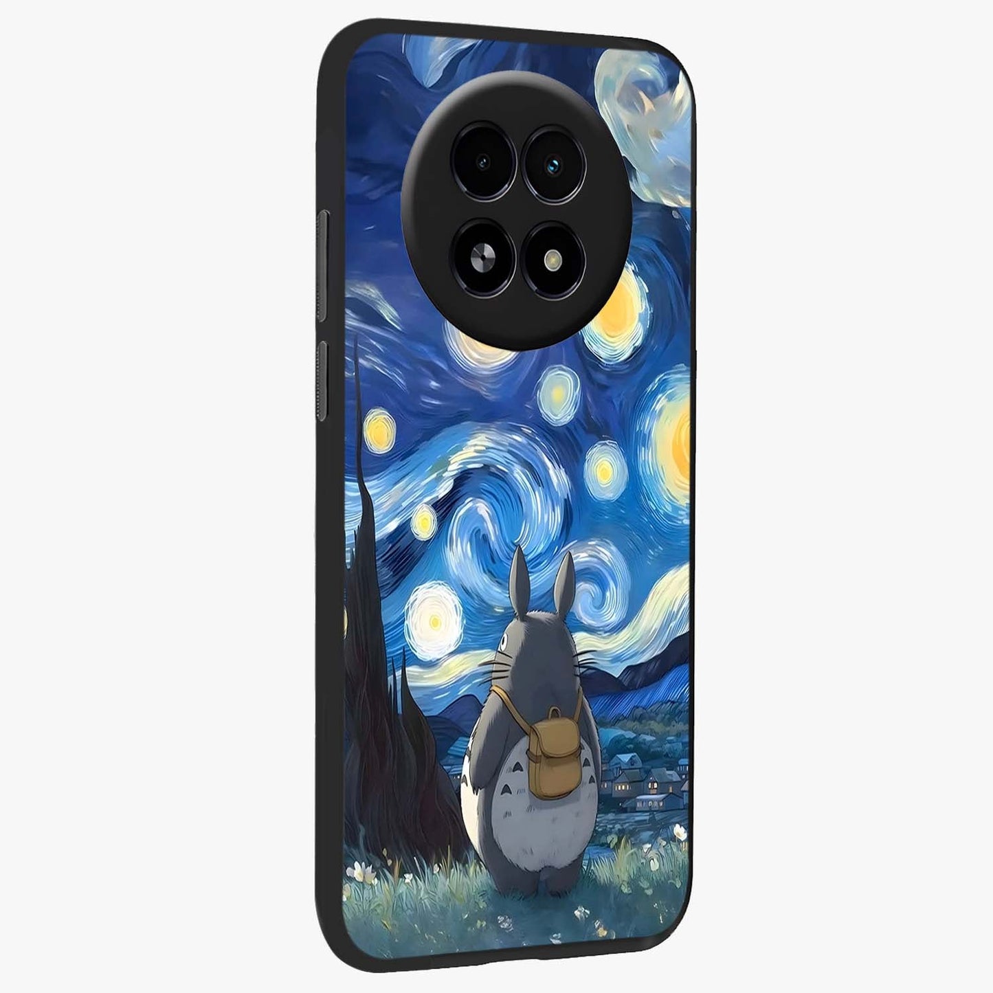 Totoro In Van Gogh Art Glass Case upright view showcasing creative character artwork with painterly artistic theme.