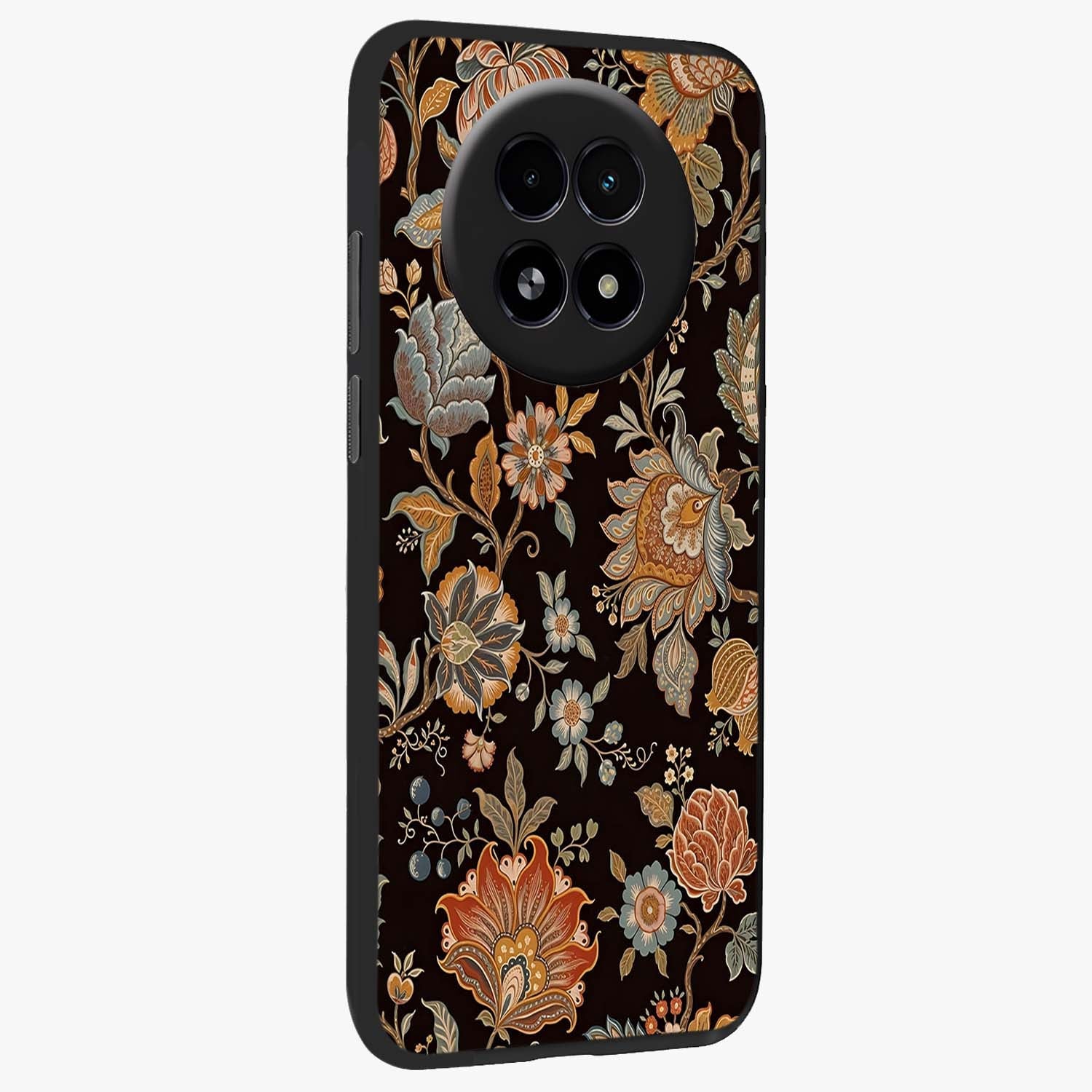 Vintage Floral Dream Glass Case upright view showcasing delicate floral artwork with timeless vintage theme.