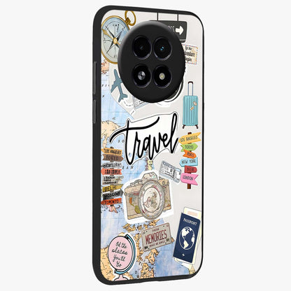 Wanderlust Journal Glass Case upright view showcasing wanderlust inspired artwork with creative exploration theme.