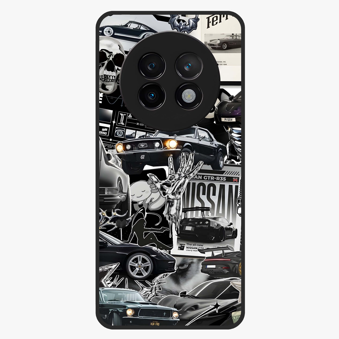 Aesthetic Dark Love Glass Case showing flat back view with dark romantic artwork and glossy glass finish.