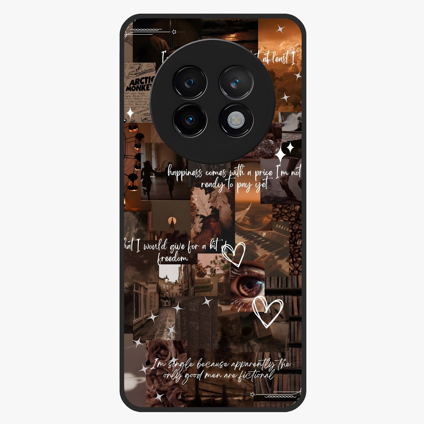 Bittersweet Aesthetic Chaos Glass Case showing flat back view with artistic chaotic aesthetic design and glossy glass finish.