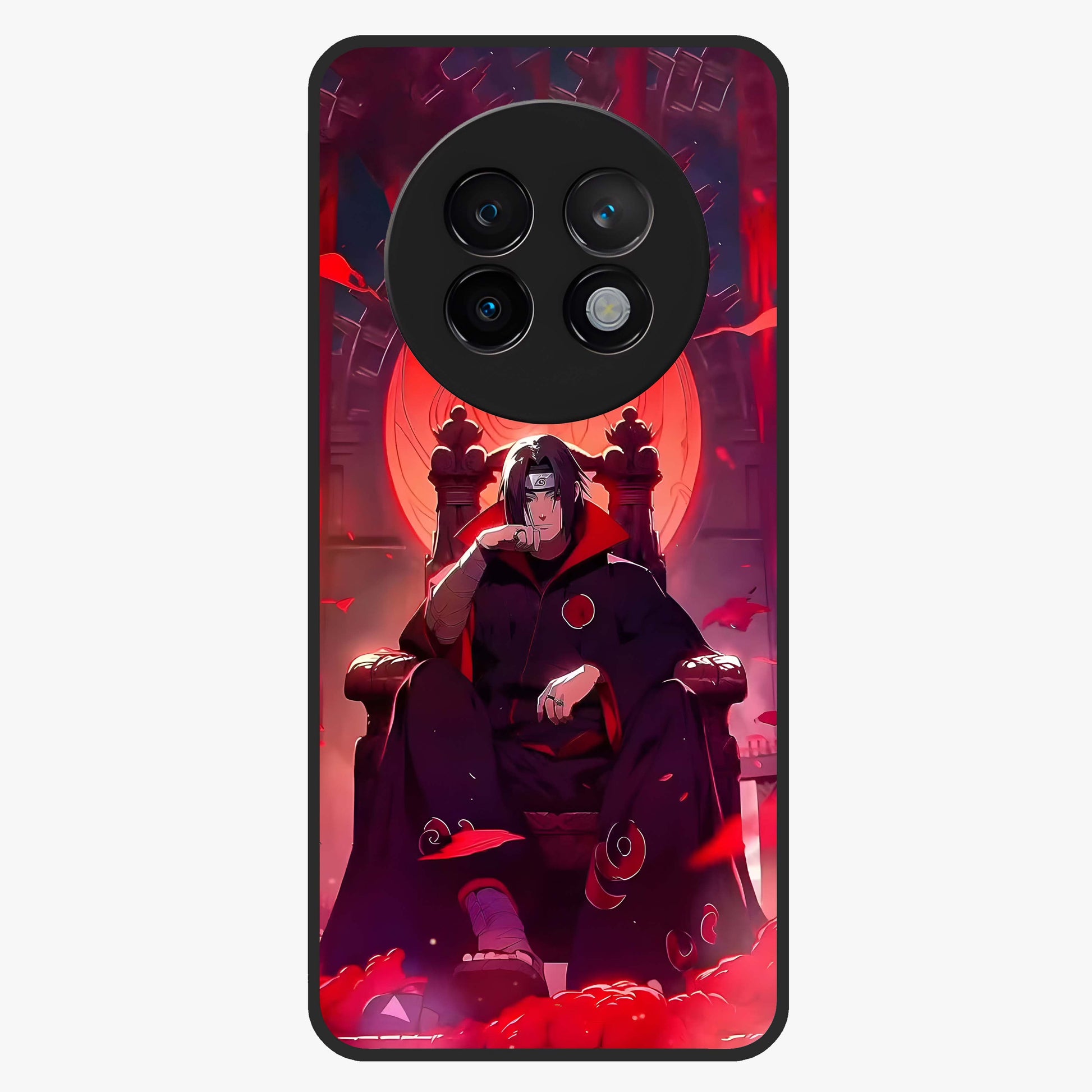 Blood Moon Sovereign Glass Case showing flat back view with mystical blood moon artwork and glossy glass finish.