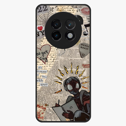 City Dream Sketch Glass Case showing flat back view with artistic city skyline sketch artwork and glossy glass finish.