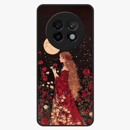 Crimson Dreams Glass Case showing flat back view with dreamy crimson artwork and glossy glass finish.