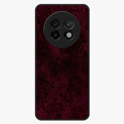 Crimson Fade Flow Glass Case showing flat back view with flowing crimson gradient artwork and glossy glass finish.