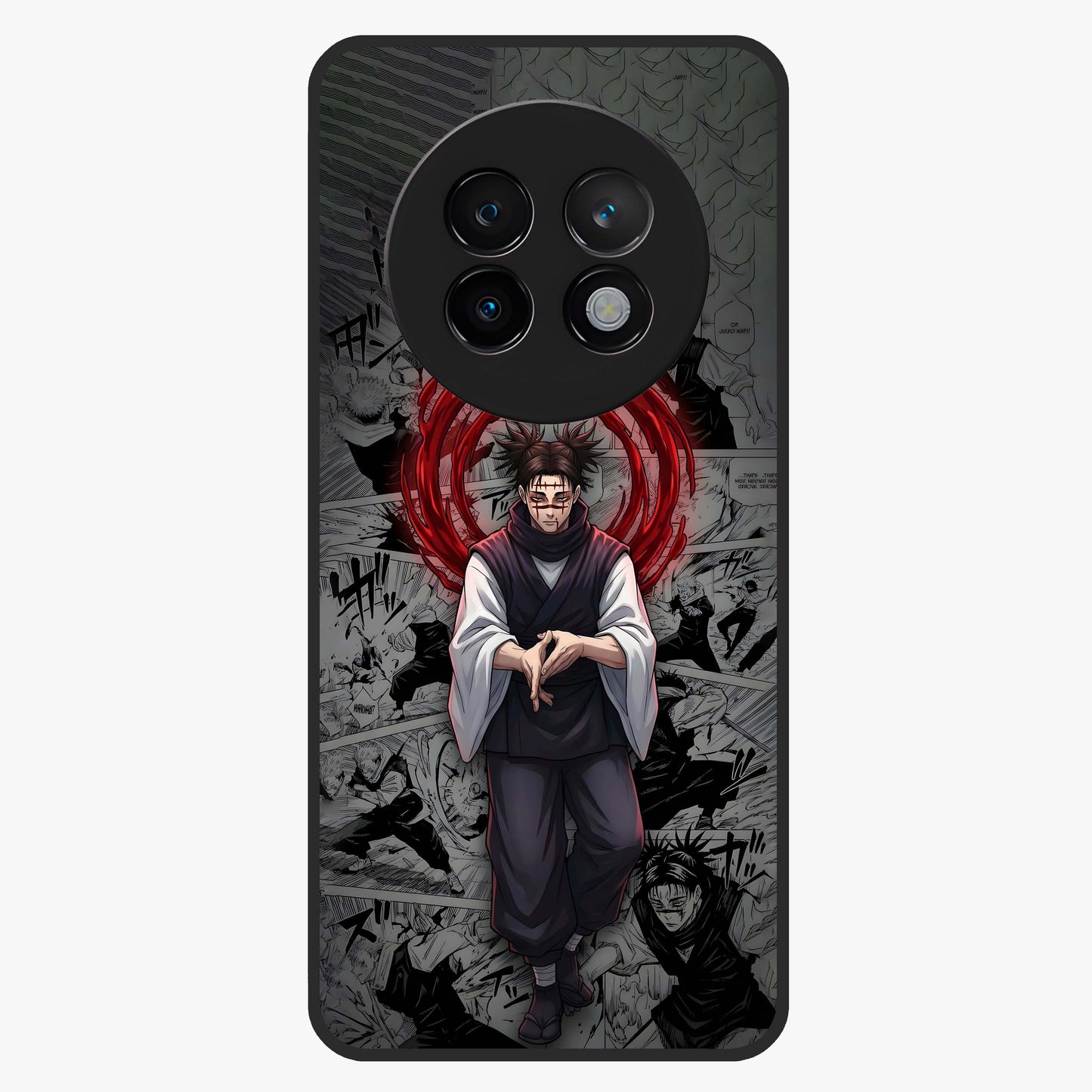 Cursed Ritual Ascension Glass Case showing flat back view with dark ritual themed artwork and glossy glass finish.