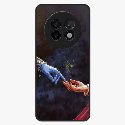 Divine Touch Eternal Glass Case showing flat back view with spiritual themed artwork and glossy glass finish.