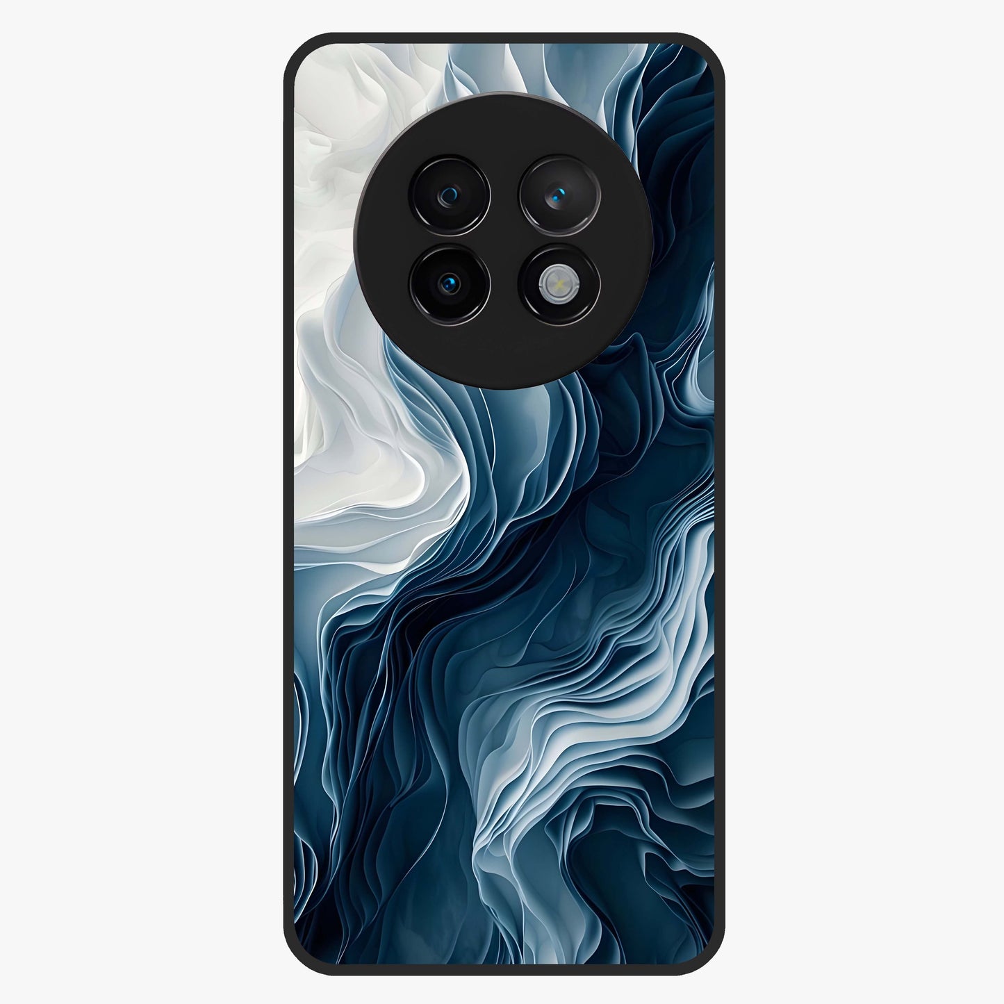 Ethereal Paper Marble Glass Case showing flat back view with soft marble paper texture artwork and glossy glass finish.