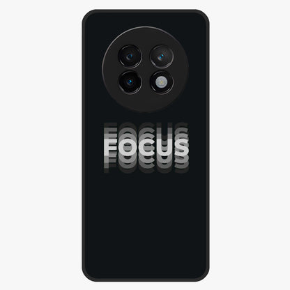 Focus Mode On Glass Case showing flat back view with bold motivational typography design and glossy glass finish.