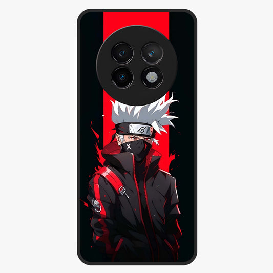 Kakashi Scarlet Shadow Glass Case showing flat back view with powerful anime ninja artwork and glossy glass finish.